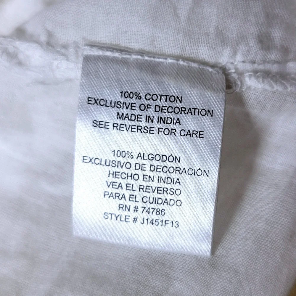 Patrons of Peace White Eyelet Cotton Maxi Dress Cottagecore Sundress Size L - Picture 9 of 9